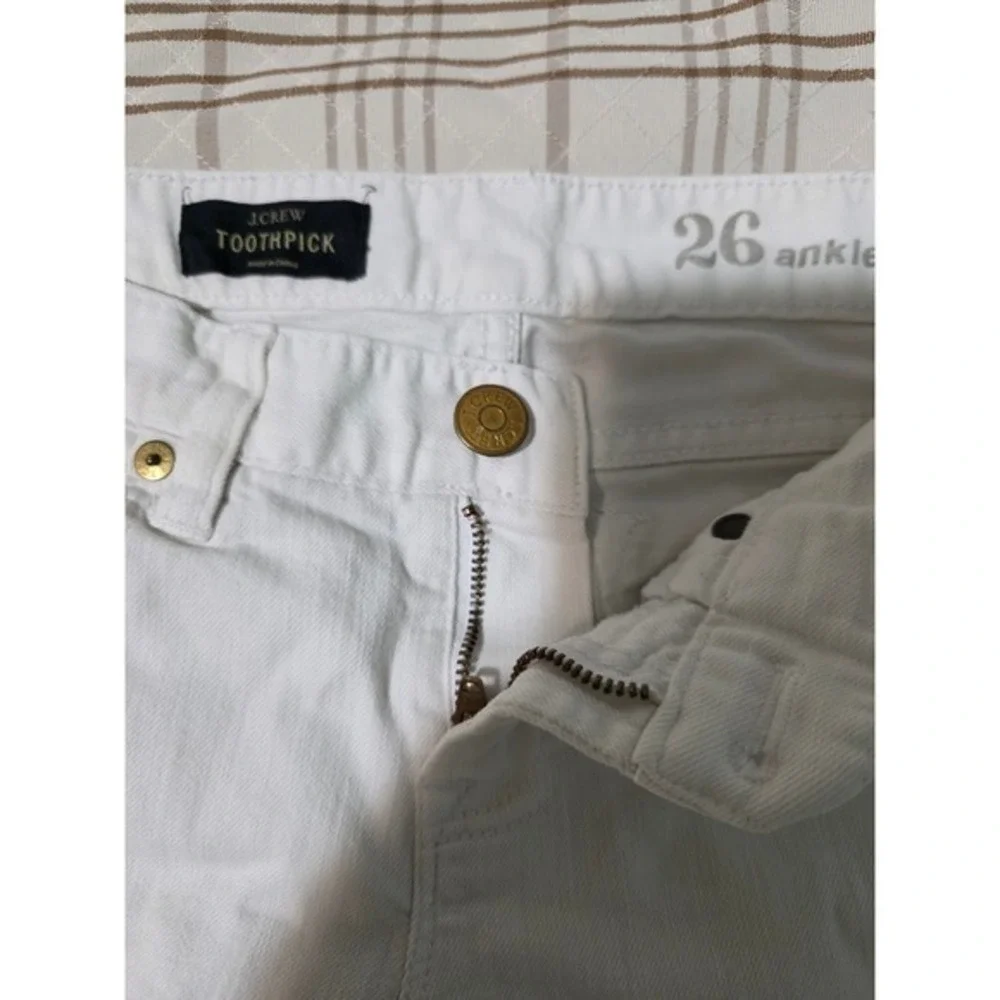 J.Crew Toothpick Ankle Skinny Jeans Womens 26 White Denim Mid Rise Cropped Pants